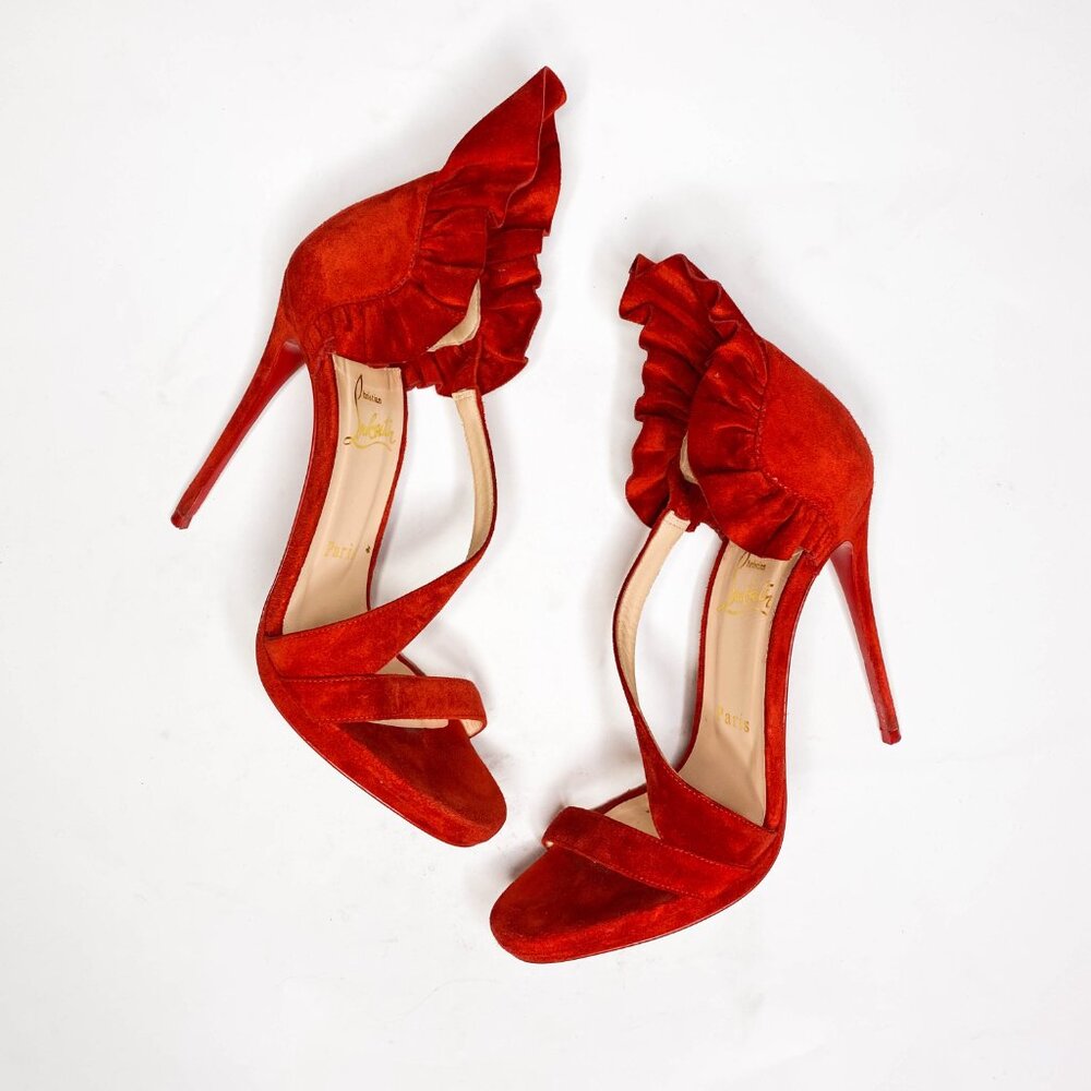 Louboutin Colankle Red Suede Sandals